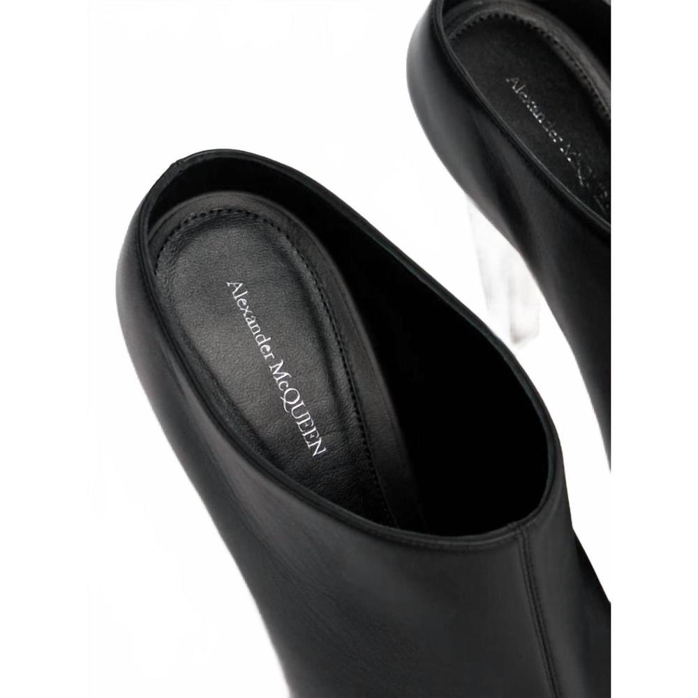 NEW ALEXANDER MCQUEEN women leather mules in black - Picture 4 of 5